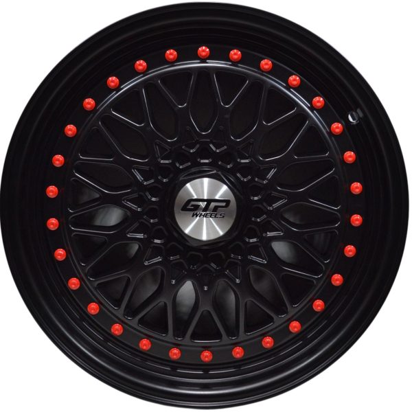 Flow Forming GTP 072 7.5X17 8X100/108 ET35 Full mat black red rivets